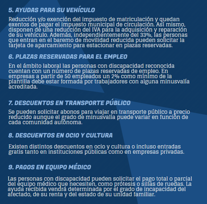 beneficios de la discapacidad del 33% vehiculo empleo transporte publico descuentos