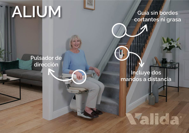 Silla salvaescaleras para escaleras de tramo recto.