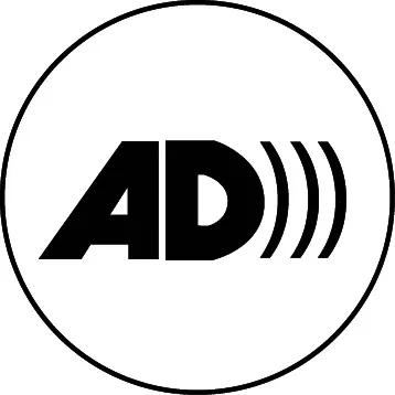 Icona d'audiodescripció. Pictograma accessibilitat auditiva.