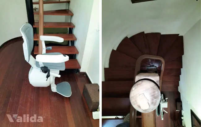 Cadira puja escales per a unes escales de cargol