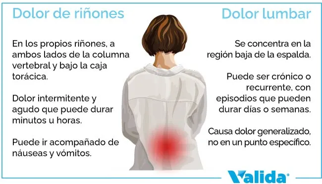 características y diferencias entre el dolor de riñones y el dolor lumbar